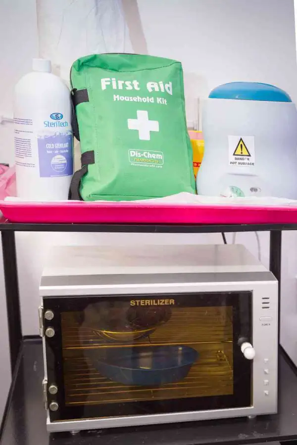 First aid kit and uv steriliser